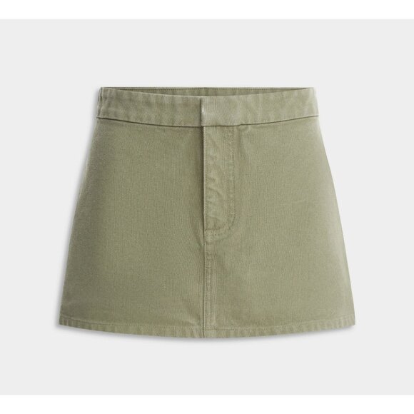 Venroy Pigment Dyed Mini Skirt in Smokey Olive - Picture 2 of 5